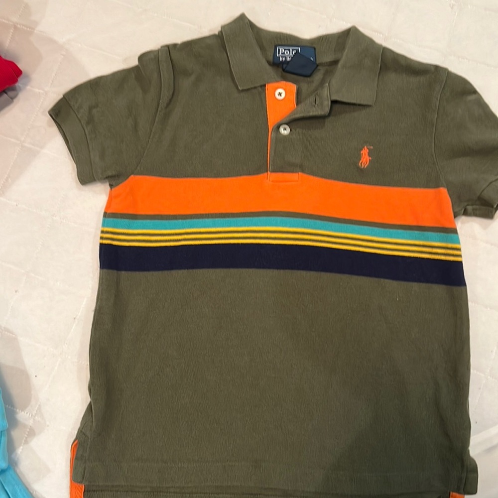 Polo green stripped collared shirt size 5